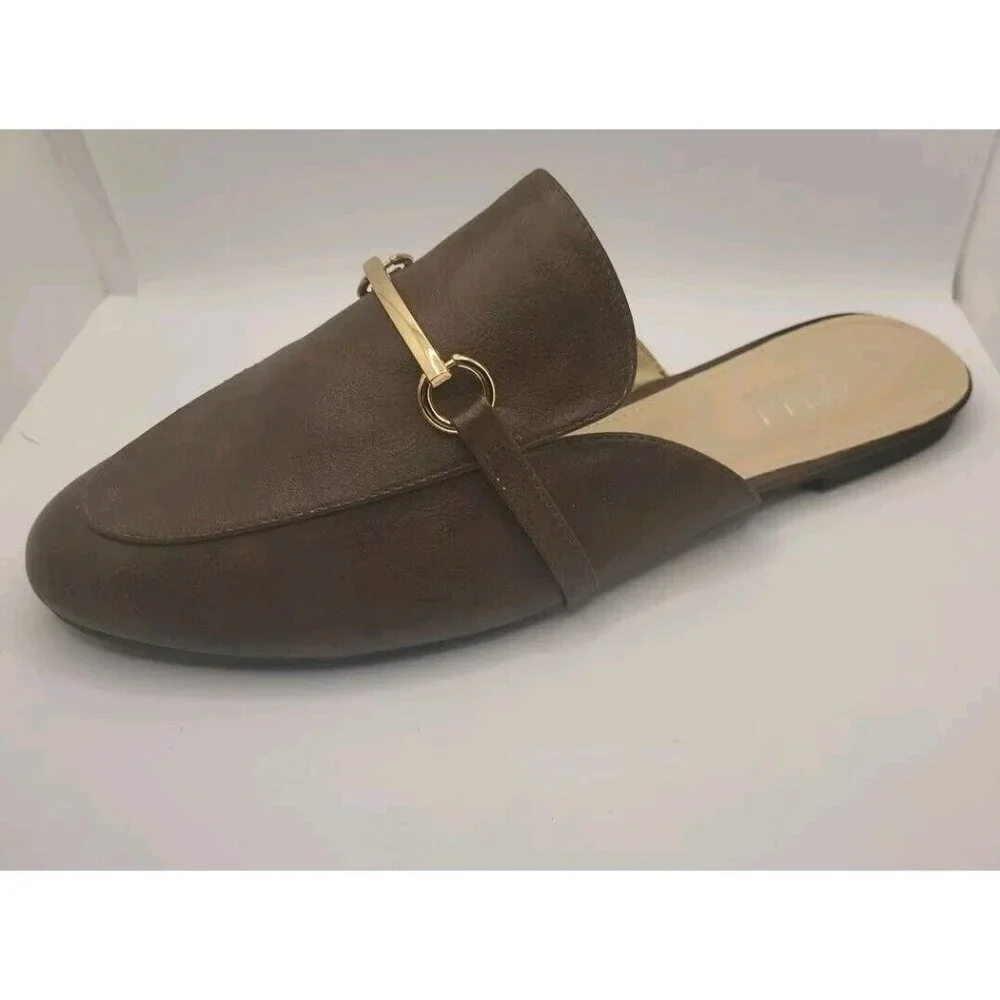 MUSSHOE Loafer for Women Brown Gold Slip on Flats New Without Tag 8.5 MNU‎